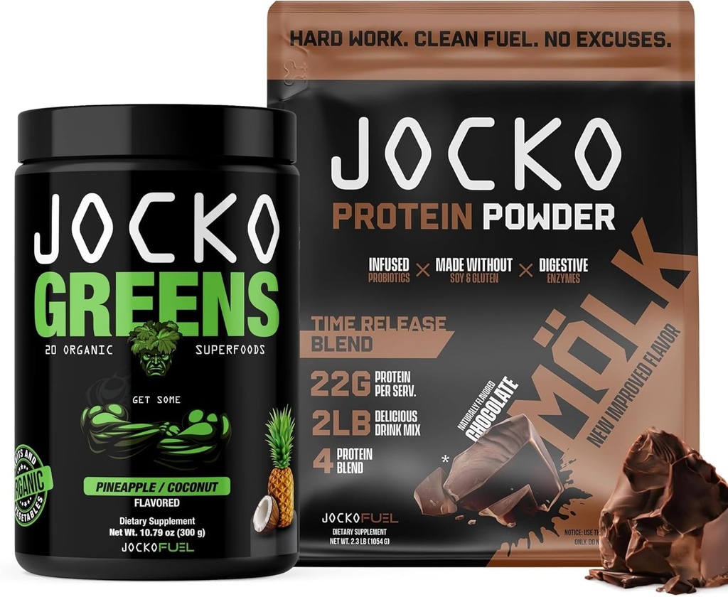 Jocko Fuel 2 Pack Bundle - Jocko Greens Powder + Chocolate Mölk Proteïne Poeder