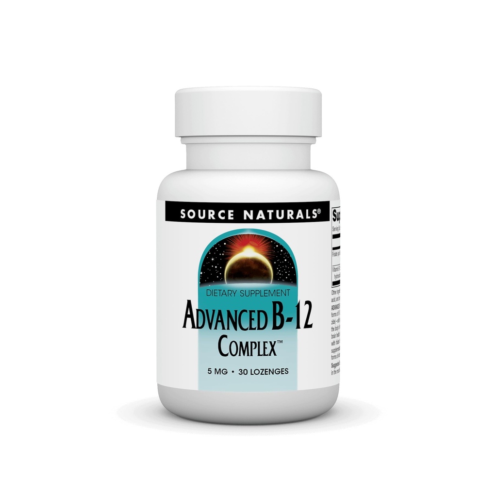 Source Naturals Product Image Advanced B-12 Complex,Promotes Normal Folic Acid Metabolisme*, 5 MG - 30 Lozen