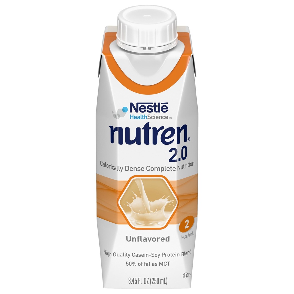 Nutrén (2,0 kcal/mL) Formule d'alimentation en tubes caloriquement denses, non aromatisé, 8,45 Fl Oz ou 250 mL (emballage de 24)
