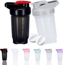 Bouteille de Shaker Protein Shakes Cup et 10-Ounce/300ML Bouteilles de Shaker avec boules de fouet, Set de Bouteilles de Protein, Plastique non-BPA (Black+Grey(2PCS))