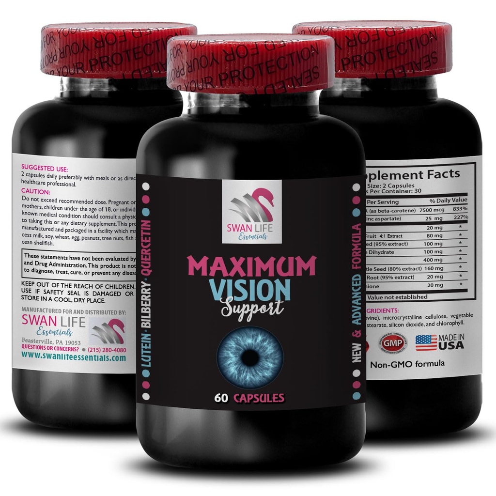 Équilibre de la vision - EYE VISION SUPPLÉMENT - Avantage de la vue, vision cristalline, oeil clair, perception aiguë, amélioration de la vue, image claire, meilleure vue, amélioration visuelle 1 flacon 60 capsules