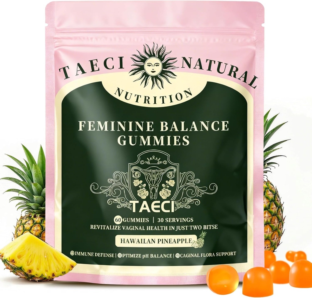 Premium Vrouwelijke Balance Gummy's voor de gezondheid van vrouwen Hawaiian Ananas smaak, ondersteunt vitaliteit & Gut Health(Nieuwe verpakking)
