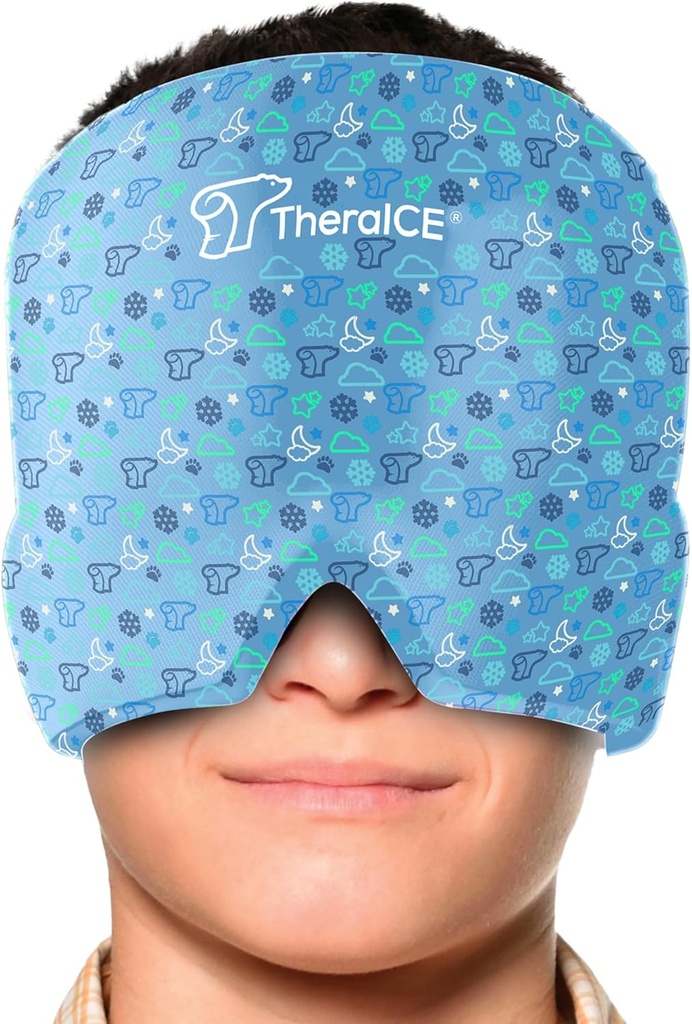 TheraICE Migraine Relief Cap Junior, verzachtende hoofdpijn Boo Boo Ice Pack masker producten, koeling Gel Hat JR, gezicht koude kompress hoofd Wrap voor bumps, kneuzingen en koeltemperaturen