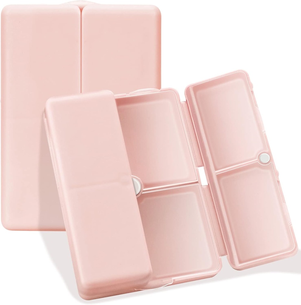 FYY Daily Pill Organizer, 7 Compartments Portable Pill Case Travel Pill Organizer,[Folding Design] Pill Box voor Purse Pocket om vitamines te houden, Cod Leverolie, Complements en Medication-Pink