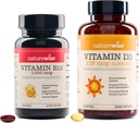 NatureWise Vitamine B12 1.000 mcg 150 Softgels & Vitamine D3 5000iu 360 Mini Softgels voor energie, geestelijke helderheid, bot & spierondersteuning