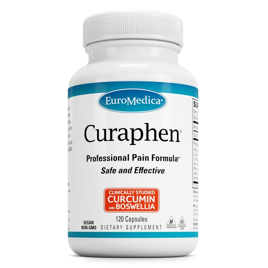 EuroMedica Curaphen - Supplément Curcumin pour la circulation et le soutien endorphine - Soutien pour le malaise occasionnel - Aide les muscles sains - 120 capsules