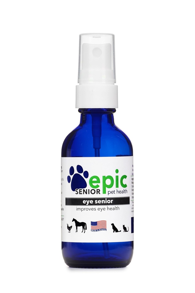 Eye Senior - Supplément de pulvérisation liquide naturel pour animaux de compagnie plus âgés - Arrêter le processus de vieillissement - Meilleure vue - Mister sur les yeux et mettre dans l'alimentation et l'eau (2 Oz)