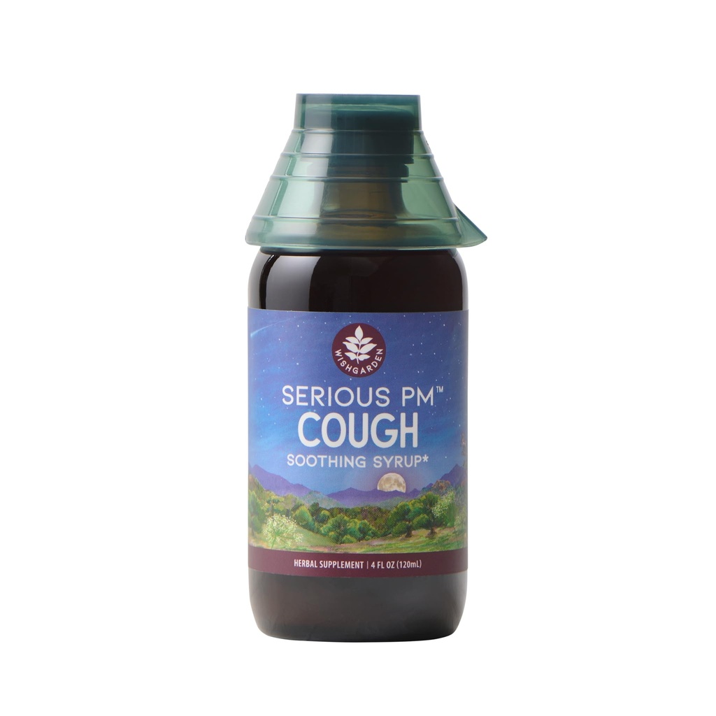 WishGarden Kruiden Serious Cough PM Soothing Siroop - Natuurlijke kruiden Nacht Cough Suppressant voor volwassenen met Mullein Leaf Calms Cough Reflex, Normaliseert Mucus Productie, Ondersteunt rustgevende slaap, 4oz