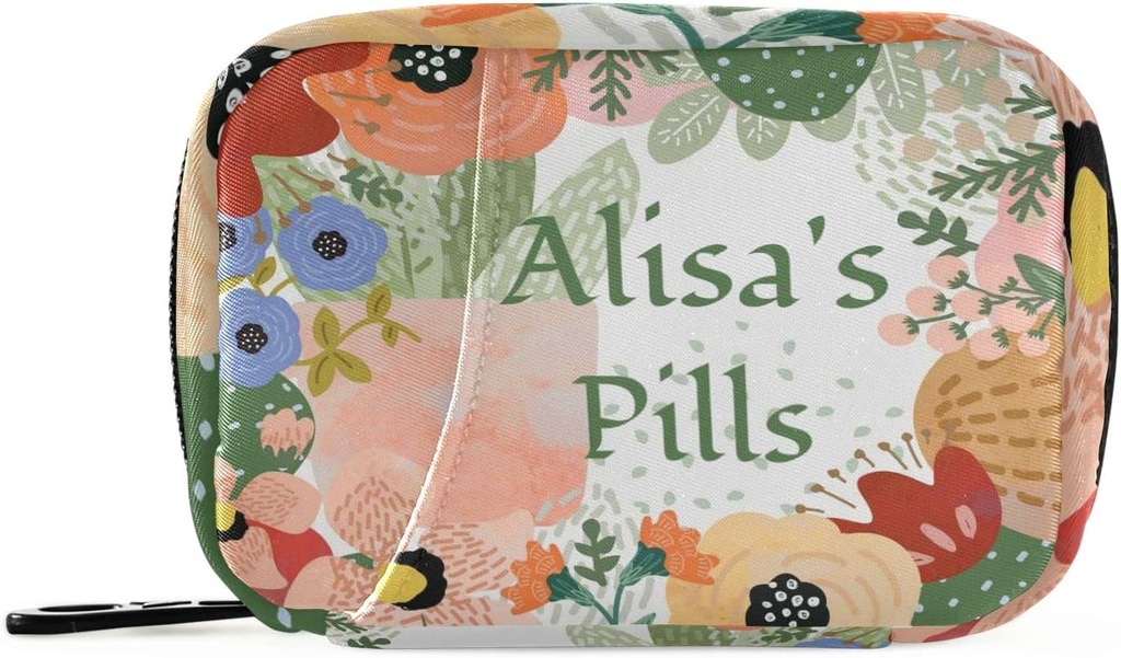 Aangepaste pil Box 7 Dag pil Case Bag Cactus Bloemen Gepersonaliseerde Naam Reis pil Organizer Bag met rits draagbare week Case Compacte grootte voor vitamine supplement houder