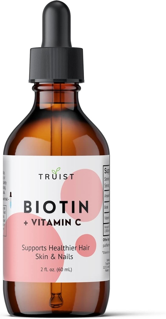 Pure Biotin Liquid Drops 10000mcg - Biotine (B7) Max. sterkte voor het haar, de huid en de nagels - Vitamine C (8mg) - Vrouwen & mannen - 60 dagen voorraad / 2,0 Fl. (60ml)