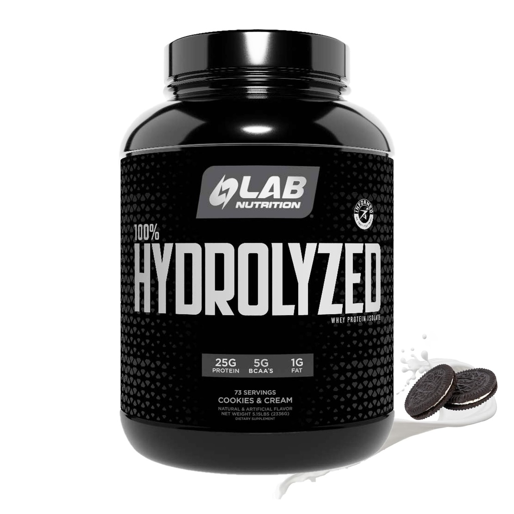 Isolat 100% hydrolysé de protéines de lactosérum (5 livres, biscuits et crème) 25gr de protéines, construire des muscles, croissance musculaire maigre, digestion facile, sans gluten, sans lactose, absorption rapide.