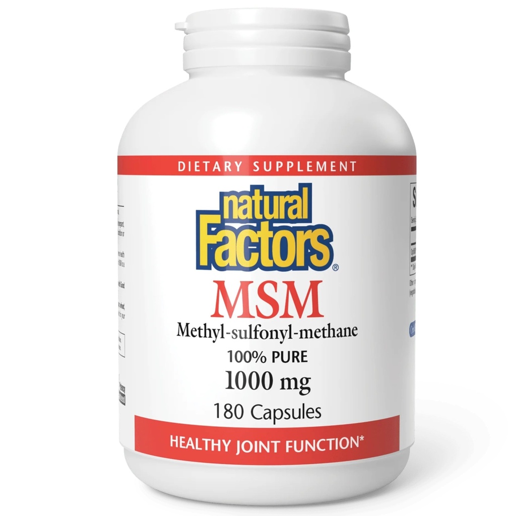 Natuurlijke factoren, MSM, ondersteunt gezonde gewrichten, haar, huid en nagels, 180 capsules