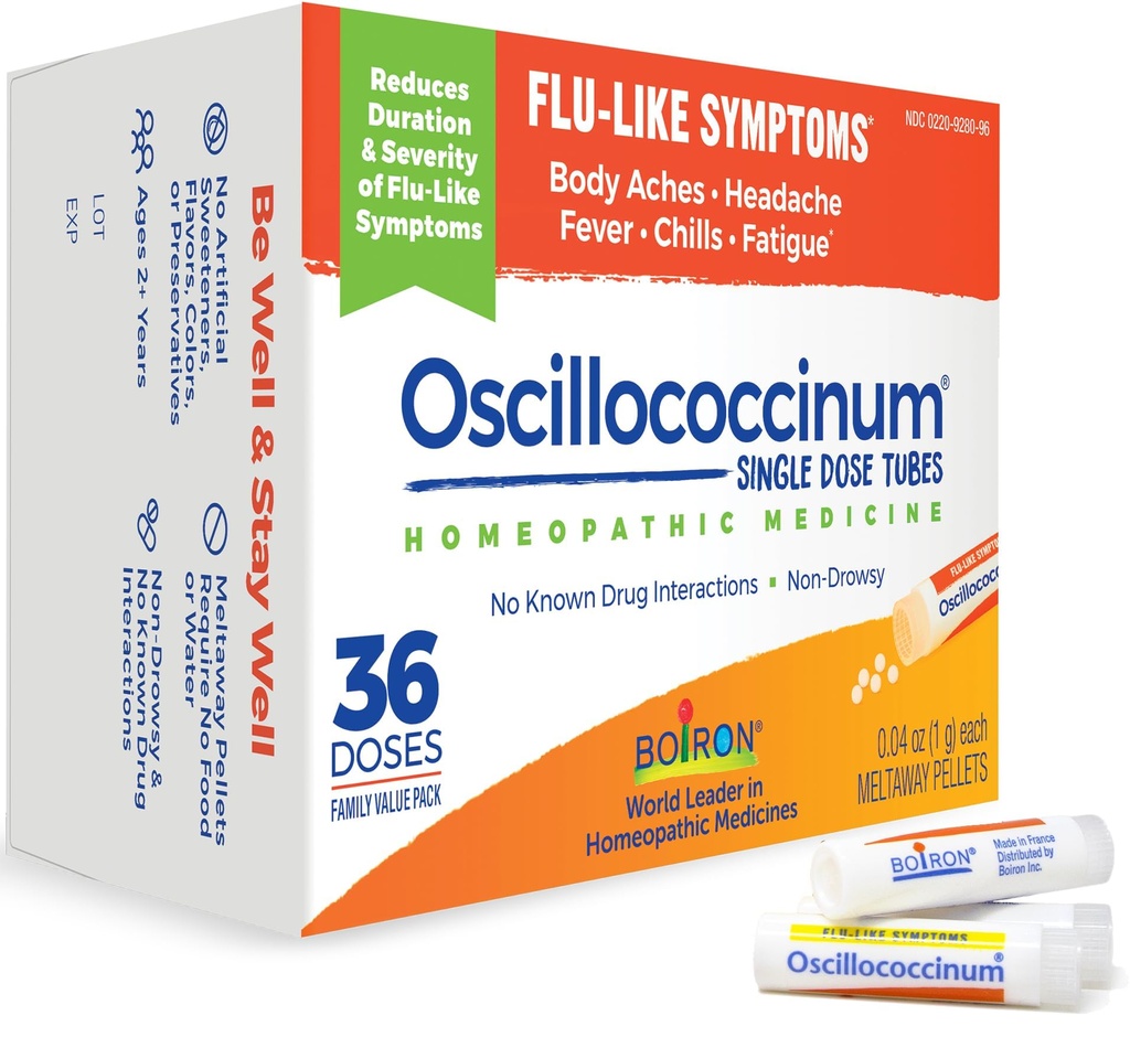 Boiron Oscillococcinum Homeopathische Geneeskunde voor griepachtige symptomen, Wit, 36 Tel.