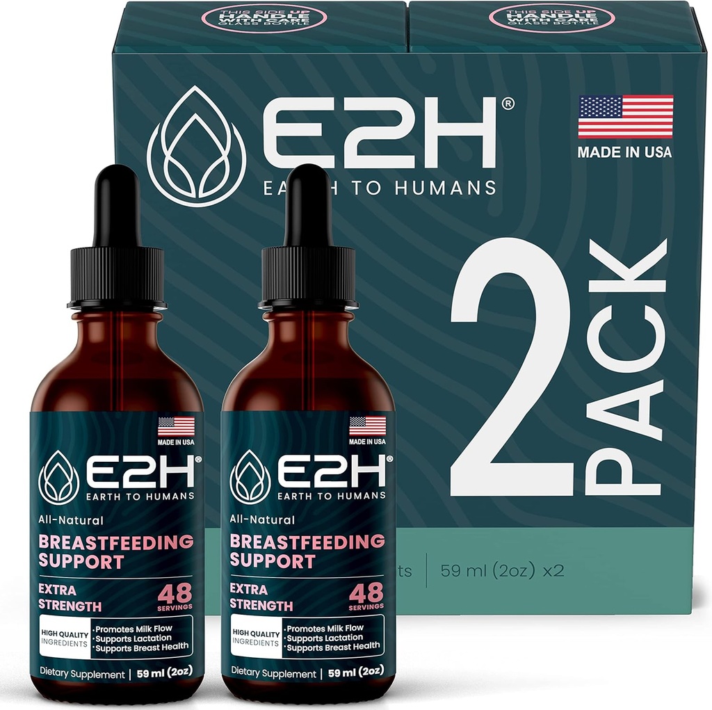 E2H Borstvoeding Supplement en Borstvoeding Ondersteuning - Liquid Borstvoeding Supplement - Bevat Fenegriek, Melkdistel, Venkel en meer - Geen Alcohol - Veganistisch - (2 flessen)