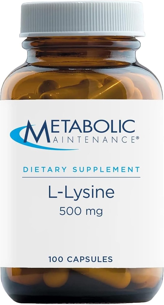 Metabolische Onderhoud L-Lysine - 500 mg Aminozuur Supplement, Vegan + Geen Fillers - Immune, Bone + Connective Tissue Ondersteuning (100 Capsules)