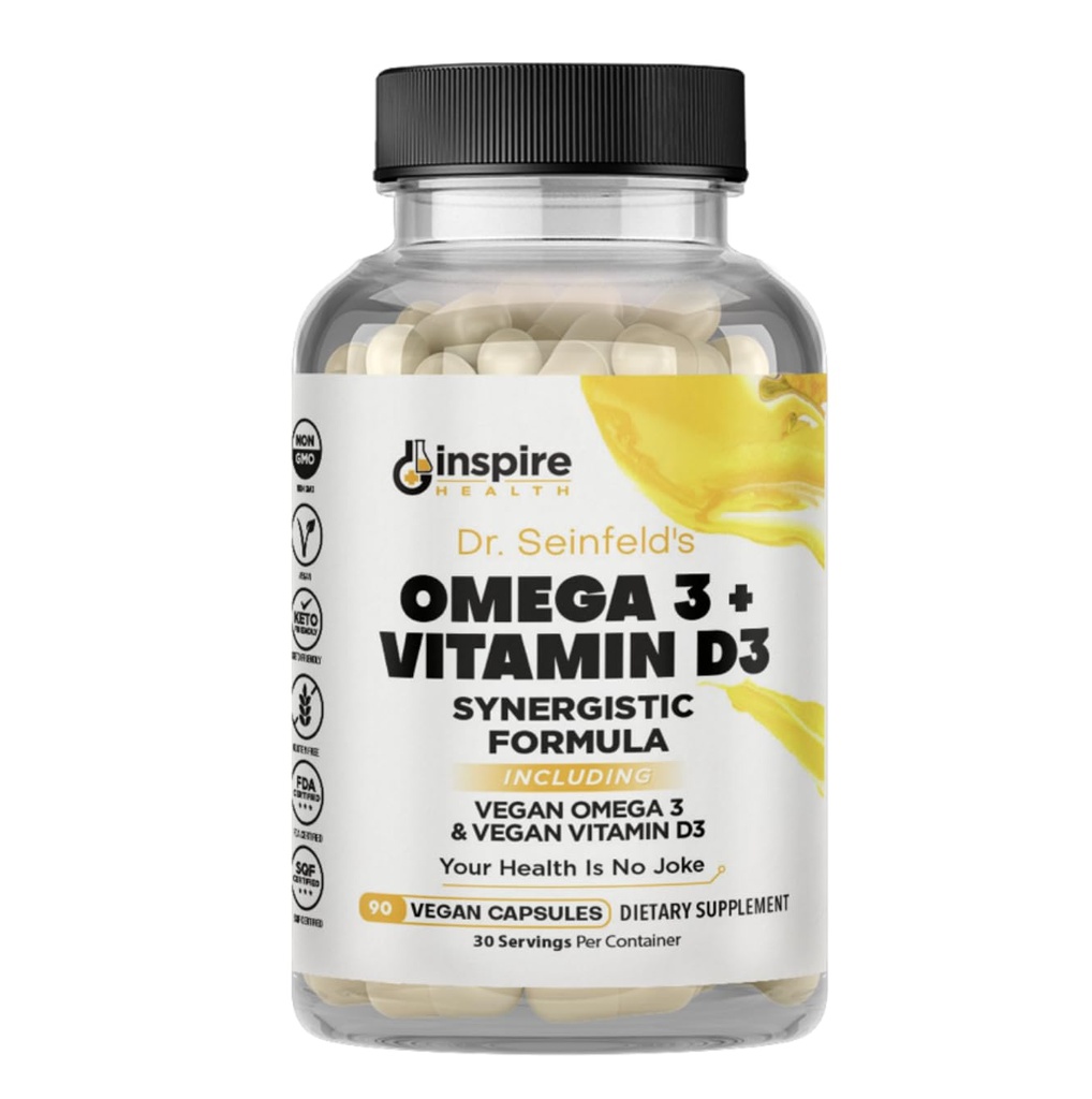 Verveelde voeding Vegan Omega 3 en vitamine D3 supplement 90Ct