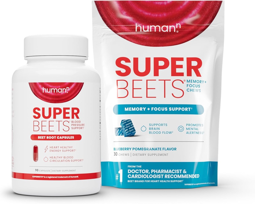 Humanen SuperBeets Beet Root Capsules & Memory + Focus Kauwen