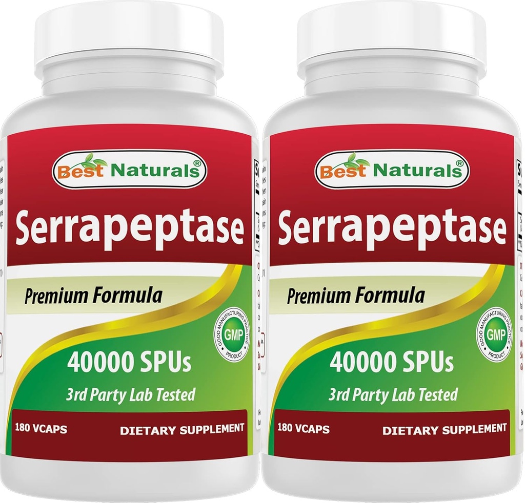 Best Naturals Serrapeptase 40000 SPU's 180 capsules (180 telling (verpakking 2))