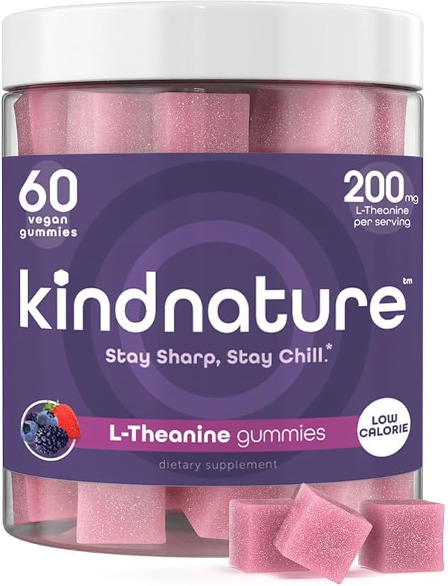 kindtatuur L-Theanine Gummies 200mg Calm & Focus Supplement voor volwassenen en kinderen leeftijden 4+ 