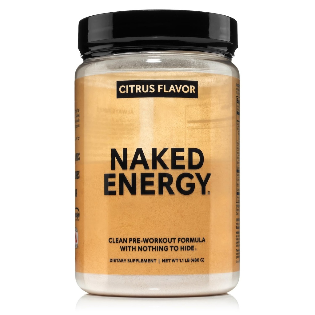 NAKED Citrus Energy - Supplément d'entraînement propre pour les hommes et les femmes, Vegan Friendly, No Added Sweeteners, Colors or Flavors - 30 portions