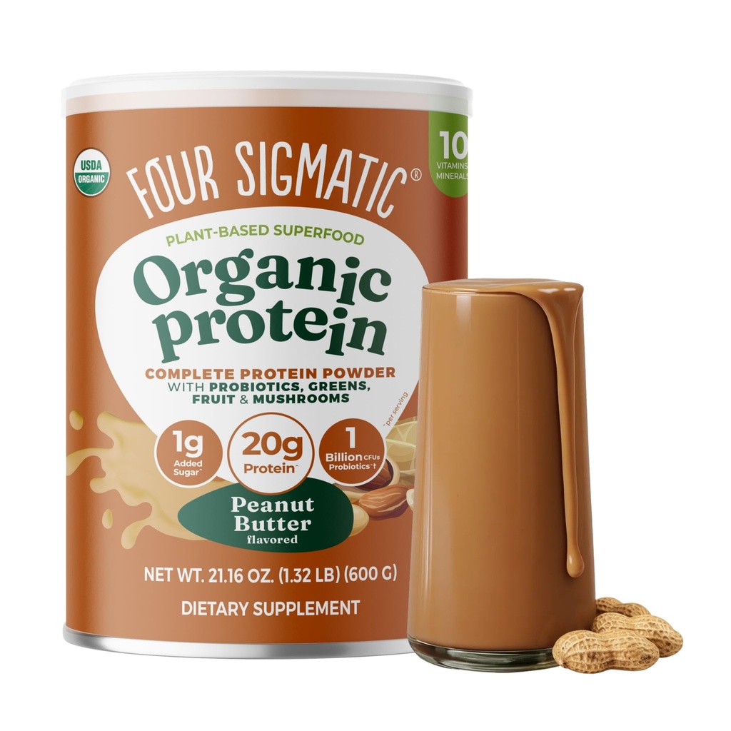 Four Sigmatic Organic Plant Based Protein Powder Peanut Butter Protein met Lion