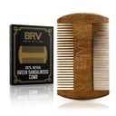 BRV MEN Baard & snor Comb, 100% natuurlijk groen sandelhout, zakbaard Comb met draagtas, houten baard Comb voor mannen voor alle soorten en stijlen van haar & baard