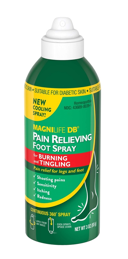 MagniLife DB Pain Relieving Foot Spray, natuurlijk koelende pijn verlichting om te kalmeren branden en Tingelen, Geschikt voor Diabetische huid - 3oz