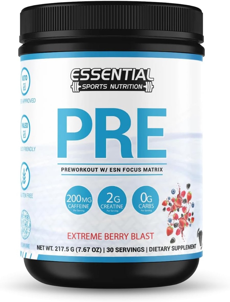 Pré-entraînement avec la créatine, la formule de focus et la caféine de 200mg (n/a, blast de baies extrêmes)
