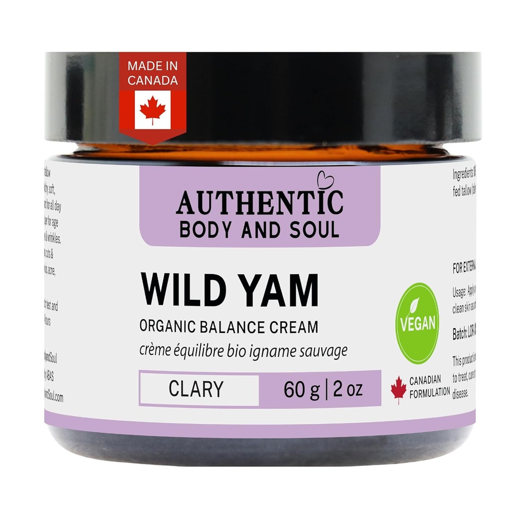 Authentieke biologische Wild Yam Root Balancing Cream voor vrouwen met Premium plantaardige botanicals, Yam Cream, Wild Yam huidverzorging, Alle ingrediënten Certified Vegan (VEGAN Clary Blend)