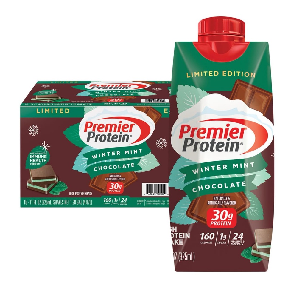 Premier Protéines Hiver Menthe Chocolat Protein Shake 11 Fl Oz (paquet de 1)