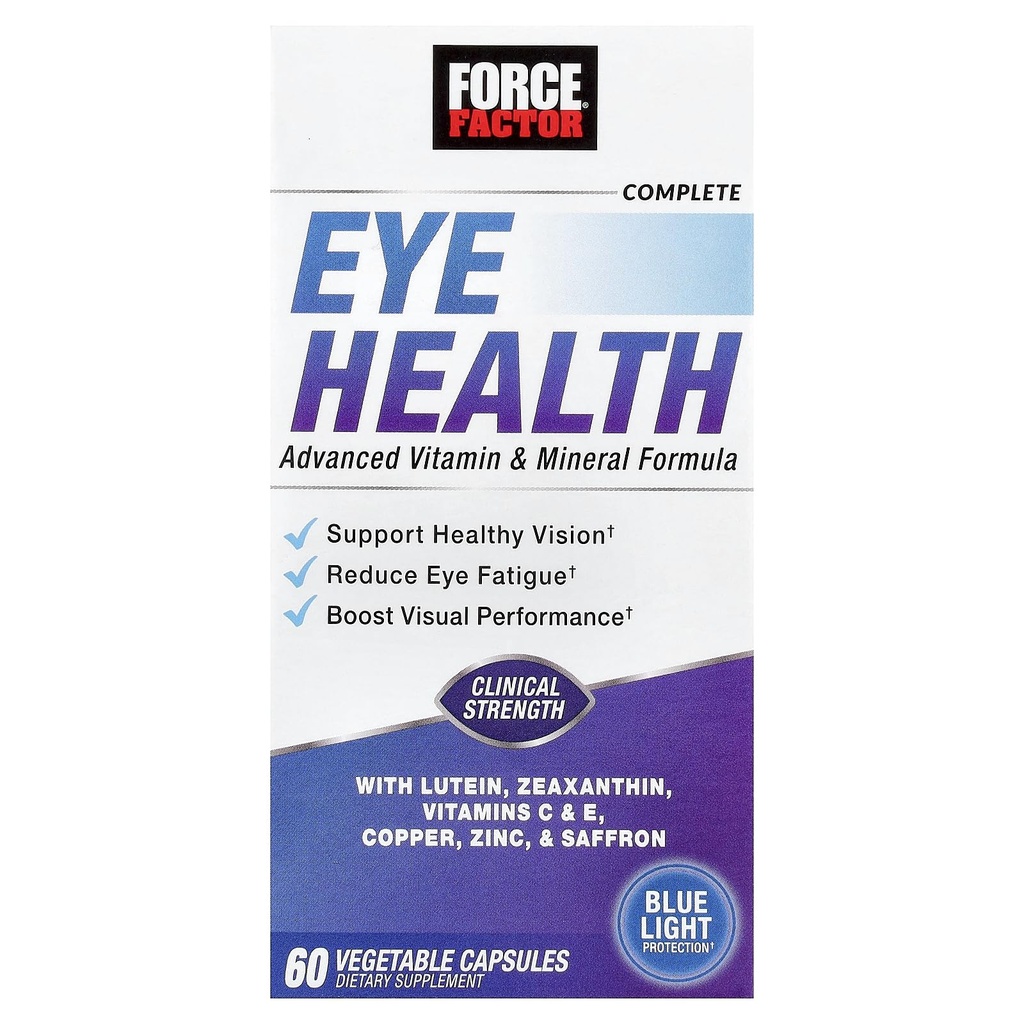 FACTEUR DE FORCE Santé complète des yeux, force clinique Vitamines oculaires avec lutéine et zéaxanthine pour soutenir la vision, la fonction oculaire et la protection de la lumière bleue, suppléments de santé oculaire pour adultes, 60 capsules