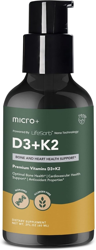 D3K2+ by Micro+ Vitamine Supplement with LifeSorb Technology - D3 K2 Supplement, Bone & Immune Health