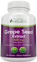 Extrait de graines de raisin purement holistique 20 000mg - 250 Capsules végétaliennes - 8 mois et plus - Standardisé à 95 % Polyphénols - 400 mg par Capsule - Concentration maximale Graines - Non-OGM & Sans pesticides