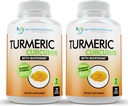 Kurkuma Curcumine Supplement - 2250mg/d - Veggie Caps - 95% Curcuminoïden met Black Pepper Extract (Bioperine) - 750mg Capsules - 100% Organic - Meest Krachtige Kurkuma (Pack of 2)