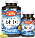 Carlson - De zeer fijnste visolie, 700 mg Omega-3s, Noorse visoliesupplement, Wild Caught Omega-3 Visolie, duurzaam geproduceerde visoliecapsules, Omega-3 Supplement, Oranje, 120+30 Softgels
