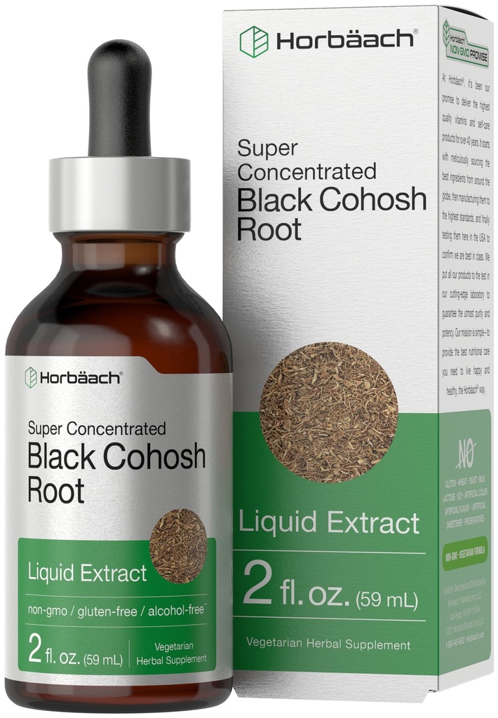 Horbäach Black Cohosh Root Tinctuur 2 fl oz Liquid Extract Alcoholvrije Herb Drops 