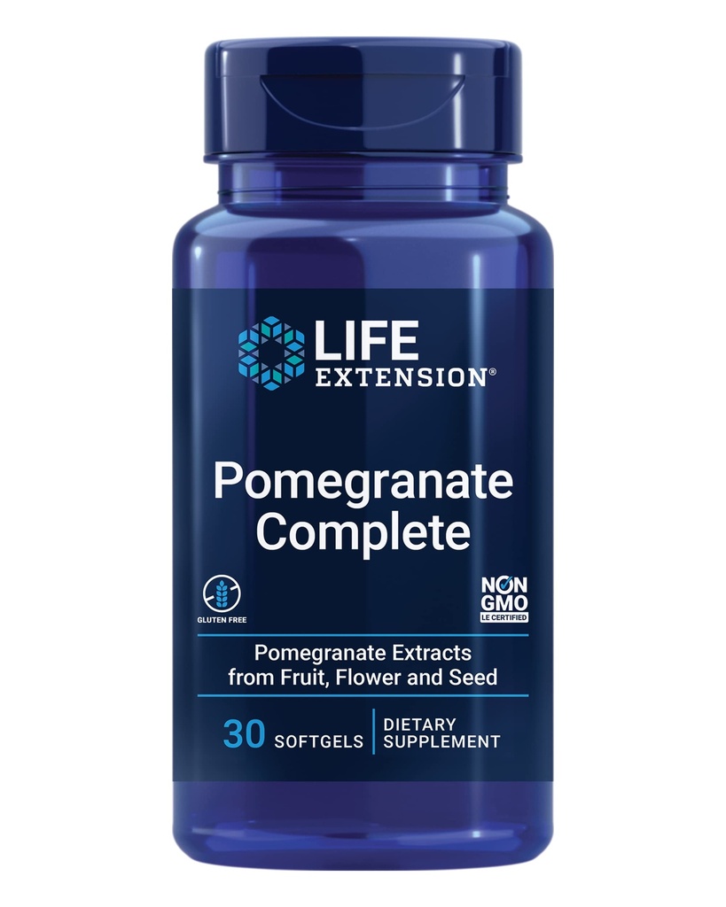 Prolongation de vie grenade complète, extrait de fruits, fleur, extrait d'huile de graines, santé cardiovasculaire, antioxydant, supplément super-alimentaire, sans gluten, non-OGM, 30 softgels