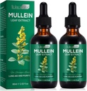 2 Pack Mullein Drops voor Longen, Natuurlijke Mullein Kruidensupplementen, Mullein Leaf Extract voor Long Reiniging en Respiratoire Ondersteuning, 2,02 fl oz