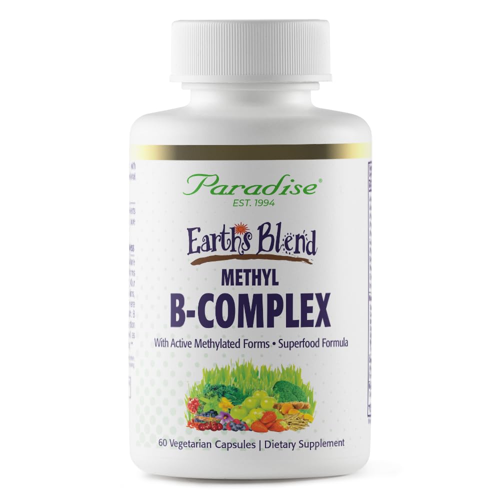 Les herbes paradisiaques, le mélange B-Complex de la Terre, Méthylé, Formes enzymatiques actives des vitamines B + Superaliments, soutient l'énergie et l'immunité, 60 Capsules