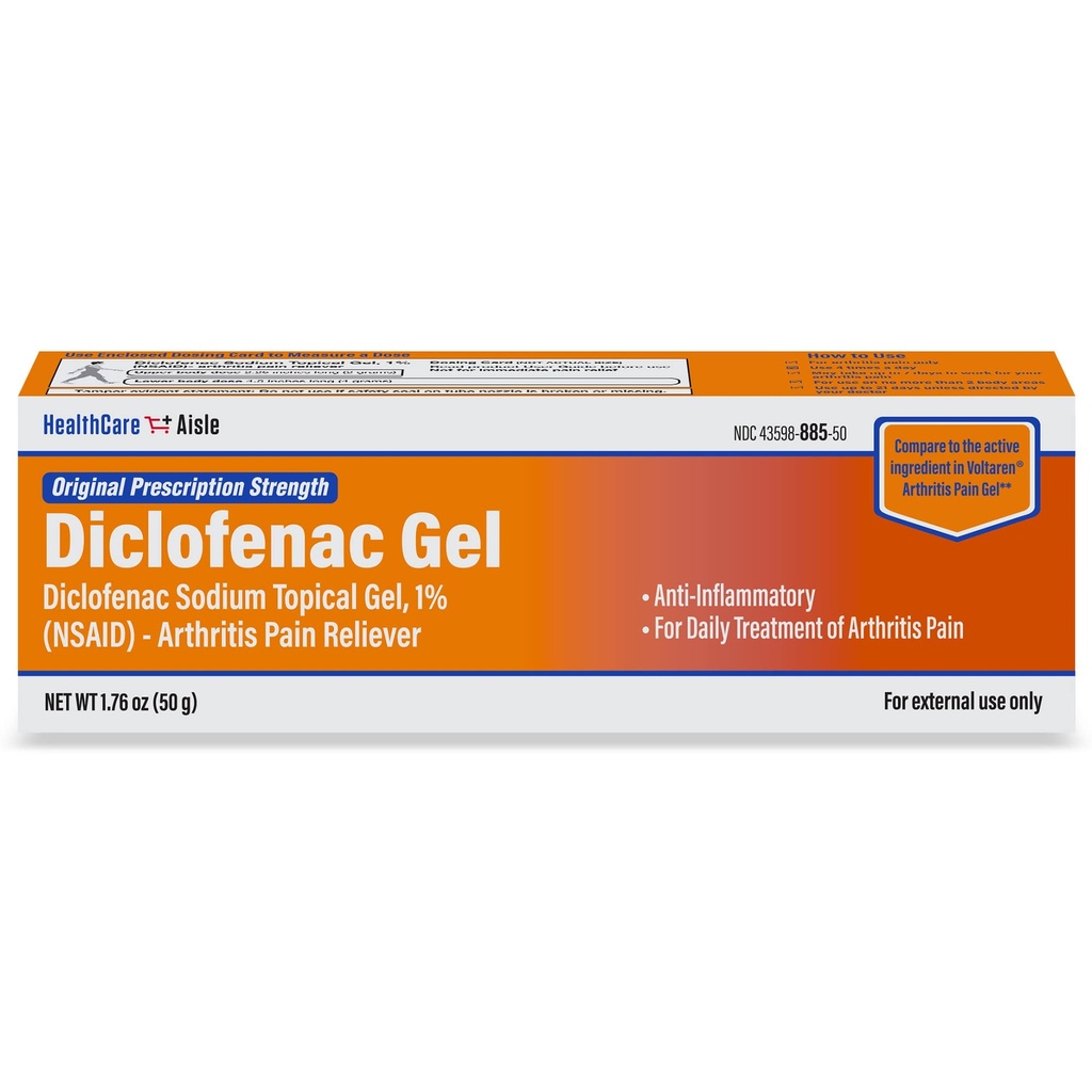 HealthCareAisle Diclofenac Gel, 1%, Artritis Pain Relief - 50 g tube - Original Prescription Strength (NSAID)