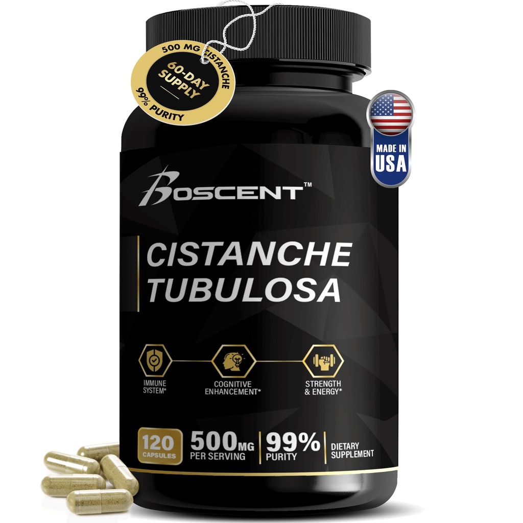 Premium Cistanche Tubulosa Extract 500mg (120 Capsules) - 50% Echinacosiden,10% Acteosiden - Natural Nootropic for Stamina, Immunity and Memory - No Fillers, Hormone Balance - Strength Booster for Men