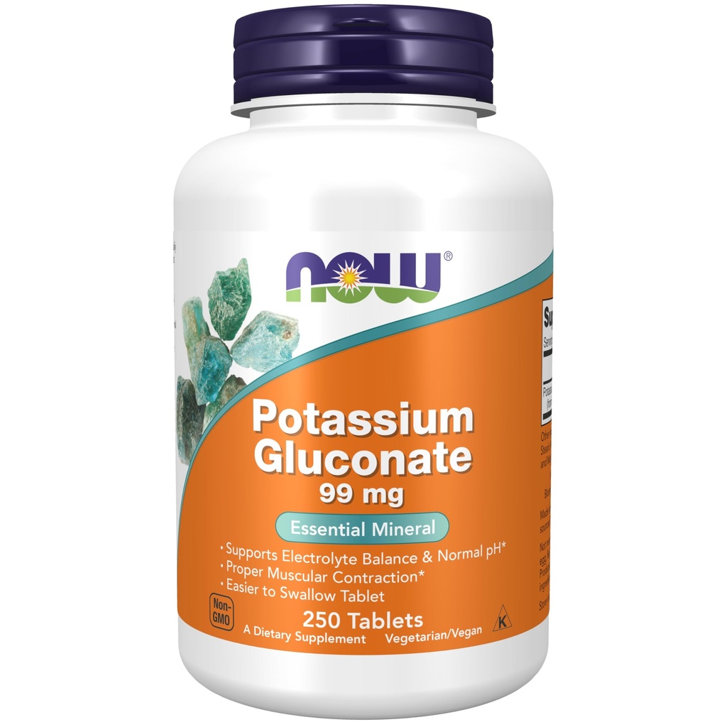 MAINTENANT compléments alimentaires, gluconate de potassium 99mg, plus facile à avaler, minéral essentiel*, 250 comprimés
