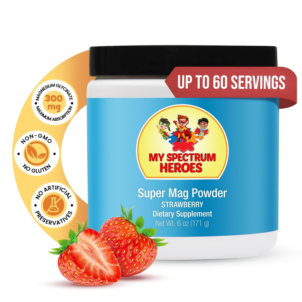 My Spectrum Heroes Calm Magnesium Powder - Voorzichtig Magnesium Glycinate Drink Mix voor ontspanning, slaapondersteuning, spijsverterings- en stressrelief - Veganistisch, Glutenvrij, 6oz (171g)