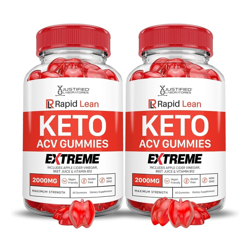 Justified Laboratories Rapid Lean Keto ACV Gummies Extreme (2000 mg) - 60 Count, Pack of 2 - Formulated with Apple Cider Vinegar, Folate & Vitamin B12 - Non-GMO, Vegan, Gluten Free - 60 Servings