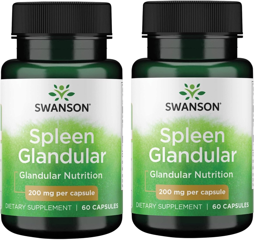 Swanson Raw Spleen Glandular 200 Milligrams 60 Capsules (2 Pack)