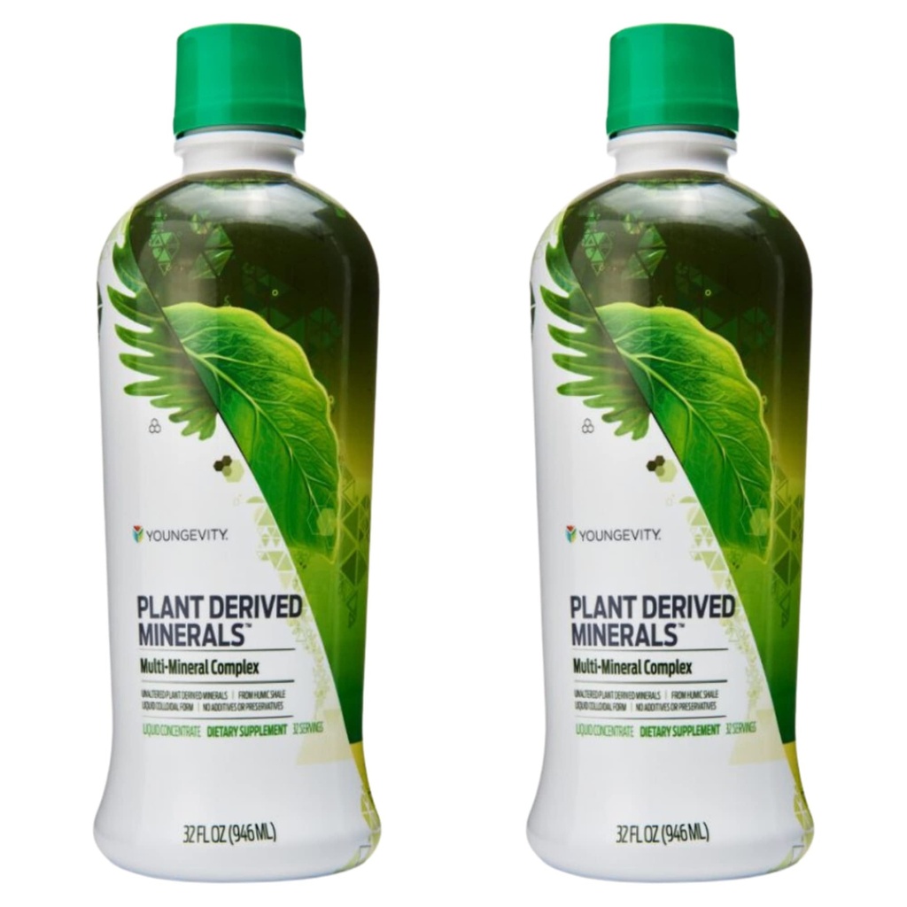 Youngevity Plant Afgeleide Liquid Minerals - 77+ Natural Unversed Trace Minerals - 19.000mg Plant Mineral Solids - Colloquid Form Humic Shale - (32 oz Pack of 2)