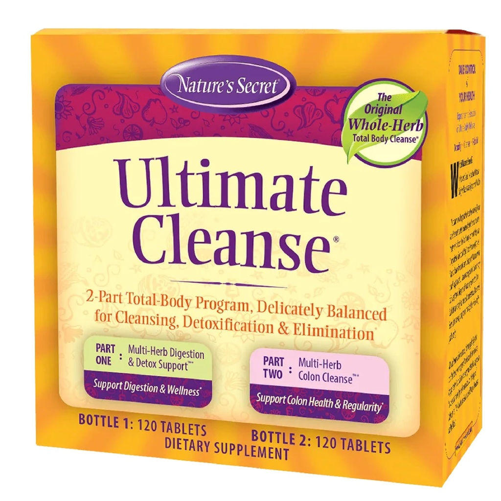 Nature's Secret Ultimate Cleanse - 2-Part Total Body Program for Balanced Body Cleansing, Detoxification & Elimination - Multi-Herb Digestion & Multi-Herb Colon Cleanse Suppléments - 240 comprimés