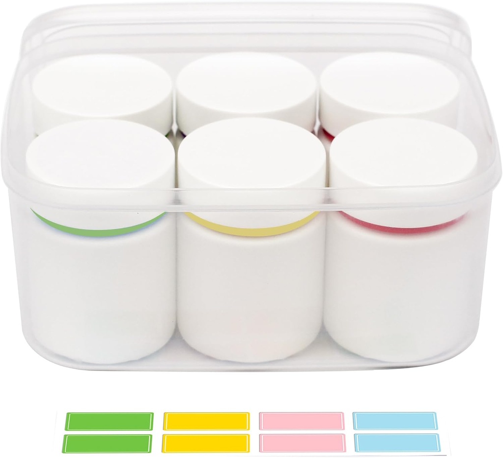 Kleurrijke Lege Plastic Pill Bottle Organizer met Labels Medicine Vitamine Fles Chemical Containers met Caps,6 stuks (100ml)
