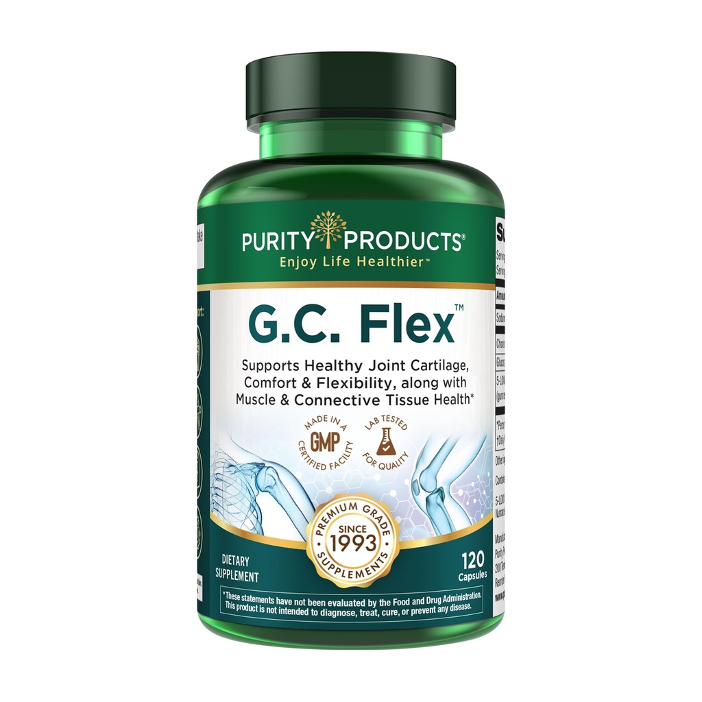 Zuiverheid Producten G.C. Flex (Glucosamine en Chondroitin Sulfate Super Formula) - Ondersteunt Joint + Cartilage Health + Healthy Muscles + Connective Tissue - Bevordert Joint Flexibiliteit - 90 Capsules van