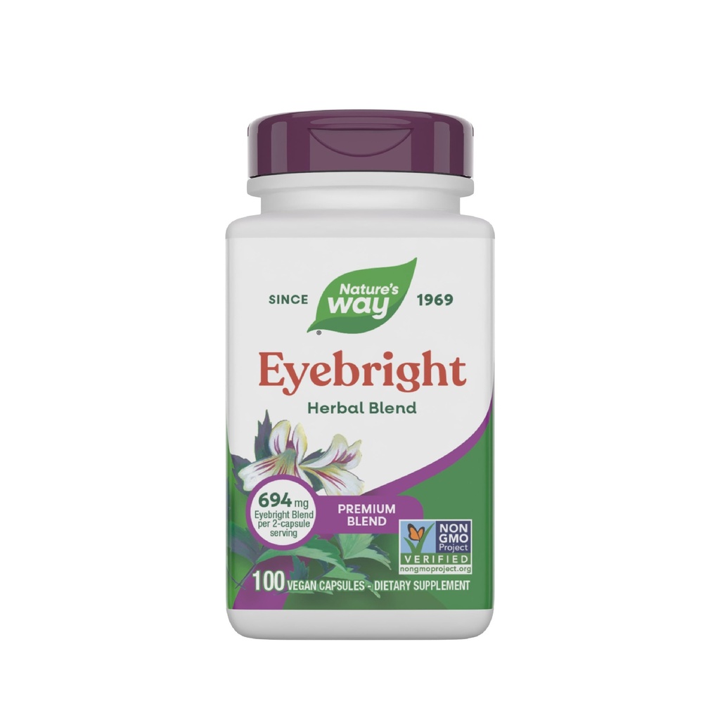 Nature's Way Eyebright Herb Premium Blend, Herbal Blend, Non-GMO Project Verified, Eyebright Supplement, Vegan, 100 Capsules (Packaging May Vary)